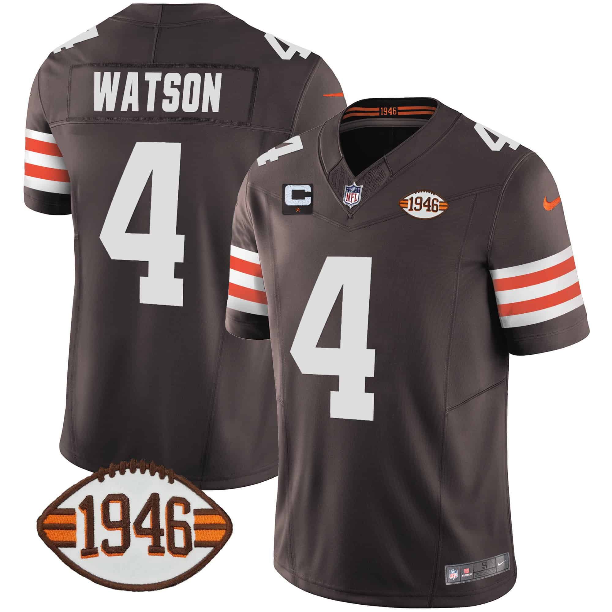 Men Cleveland Browns #4 Watson Brown 1946 75th Anniversary Patch 2024 Nike NFL Jersey style 1->indianapolis colts->NFL Jersey